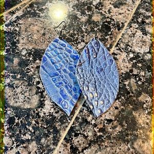 Blue leather earrings